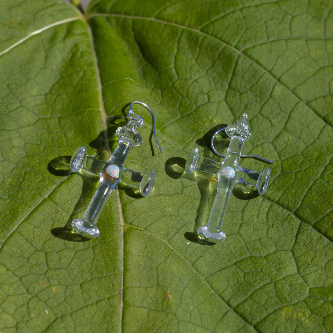 Glass Cross Earrings