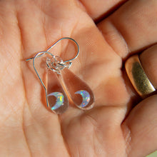 Load image into Gallery viewer, Pair of glass earrings with opal moons inside
