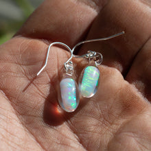 Load image into Gallery viewer, Borosilicate glass earrings with gilson opals encased inside
